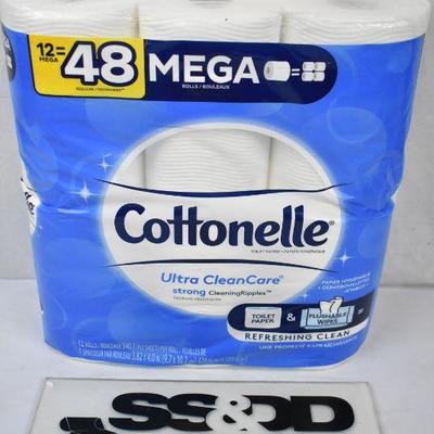 Cottonelle Ultra CleanCare Toilet Paper, 12 Mega Rolls (=48 Regular Rolls) - New