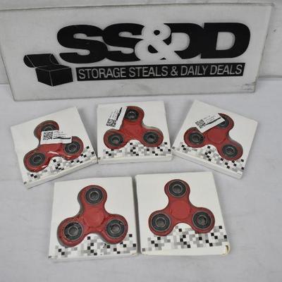 5 Fidget Spinners, Red - New
