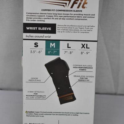 Copper Fit Compression Wrist Sleeve, Medium - New