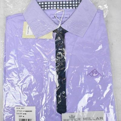 Men's Polo Style Shirt, Purple w/ Navy. Size Medium Peter Millar - New