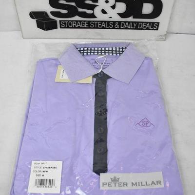 Men's Polo Style Shirt, Purple w/ Navy. Size Medium Peter Millar - New