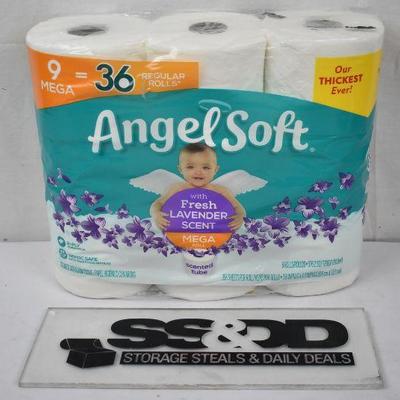 Angel Soft Lavender Toilet Paper, 9 Mega Rolls - New