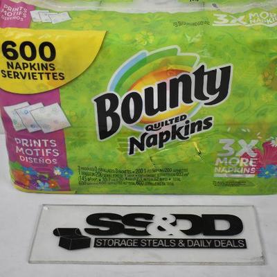Bounty Paper Napkins, Print, 600 Count - New