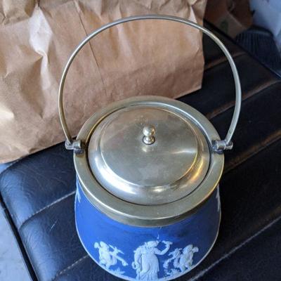Antique Wedgwood Biscuit Jar Blue Jasper