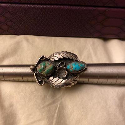 Native American turquoise ring size 5 Navajo signed wp 