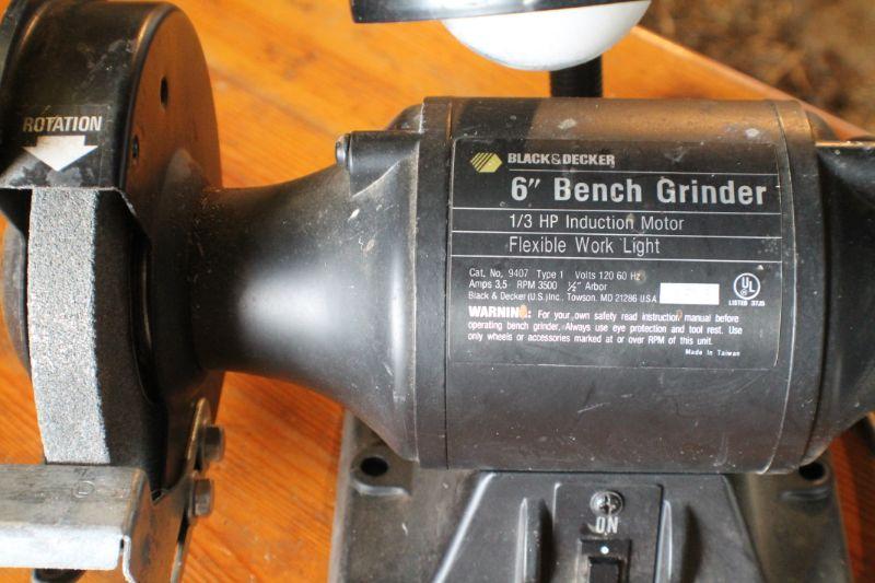 Lot 69 Vintage Bench Grinder w Flexible Lamp by Black and