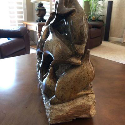 Large Frolicking Dolphin Statue / Sculpture Soapstone?