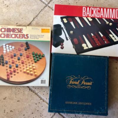 Vintage Board Games Lot, Chinese Checkers, Backgammon, Trivial Pursuit 