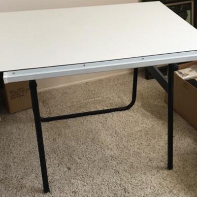 Collapsible Craft or Sewing Table, white with black legs