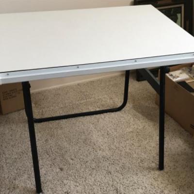 Collapsible Craft or Sewing Table, white with black legs