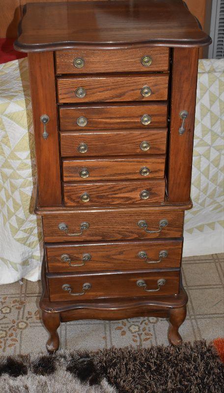 lot 604, Vintage 8 Drawer, 2 swing out door and Lift Top Mirror Jewelry  Armoire/Cabinet | EstateSales.org