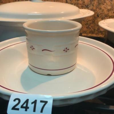 Longaberger Woven Traditions Red Pottery Set Lot 2417