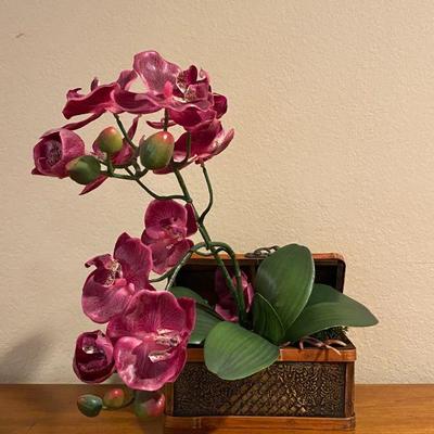Artificial Pink Orchid Plant in Basket
