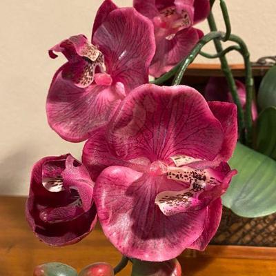 Artificial Pink Orchid Plant in Basket