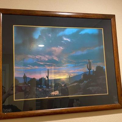 Beautiful Desert Sunset Signed Framed Print