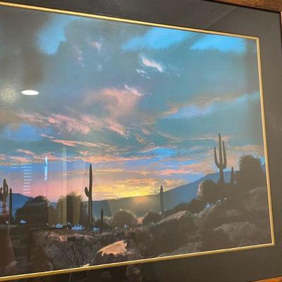 Beautiful Desert Sunset Signed Framed Print