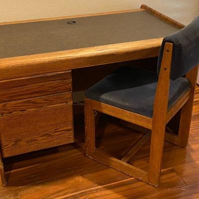Solid Oak Desk with Chair