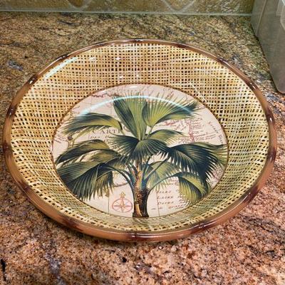 Large Palm Tree Patterned Serving Bowl