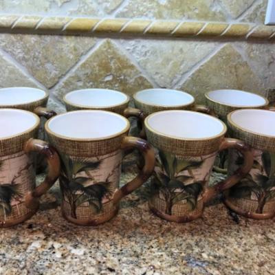 Set of 8 Palm Tree Coffee Cups