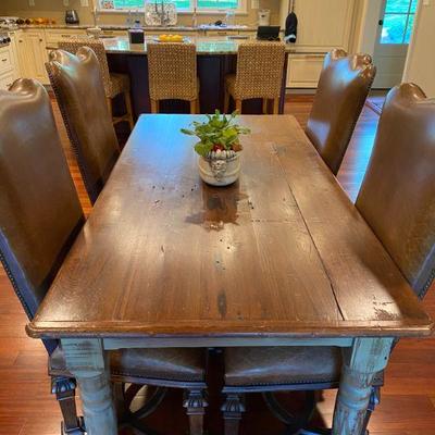 Hand Hewn Custom Made Farm Table Made from Materials from the Woolrich Factory