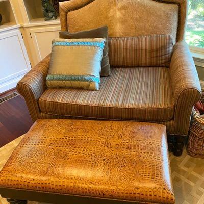 Leather Chair and Alligator Ottoman
