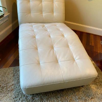 S White Leather Chaise Lounge
