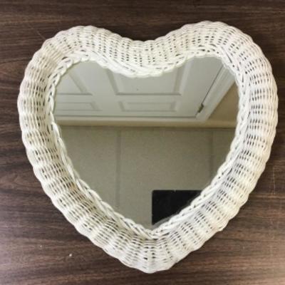White wicker frame mirror 