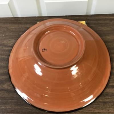 Blue and black ceramic bowl Signed