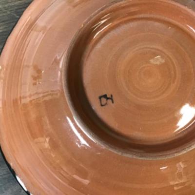 Blue and black ceramic bowl Signed