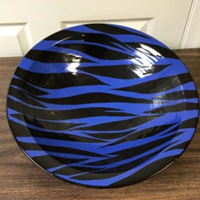 Blue and black ceramic bowl Signed