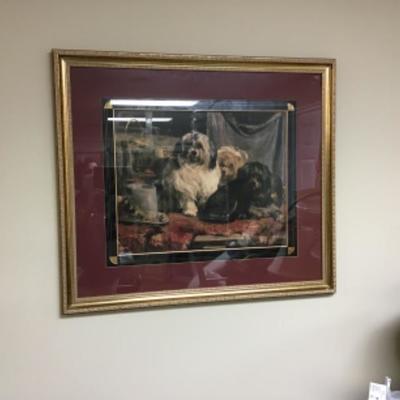 Framed with glass Print three small dogs
