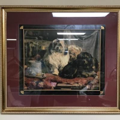 Framed with glass Print three small dogs