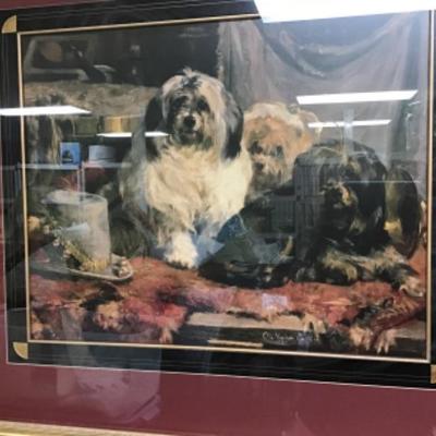 Framed with glass Print three small dogs