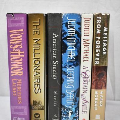 6 Hardcover Fiction Books, Authors Lackey -to- Morgan
