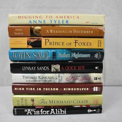 9 Hardcover Fiction Books, Authors Grafton -to- Tyler