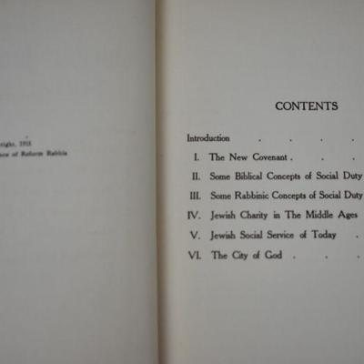 2 Hardcover Books, Vintage: Liberal Judaism & Social Service (1915)...