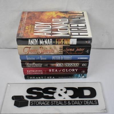 6 Hardcover Fiction Books: Authors Andy McNab -to- Nathaniel Philbrick
