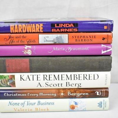 7 Hardcover Fiction Books: Authors Linda Barnes -to- Valerie Block