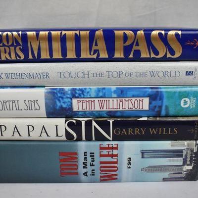 5 Hardcover Fiction Books, Authors Leon Uris -to- Tom Wolfe