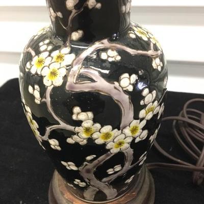 Antique FAMILLE Noire Prunus Chinese Porcelain Flower Vase