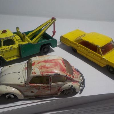 3 Matchbox classics dodge wrecker, Chevy impala and volkswagon bug.