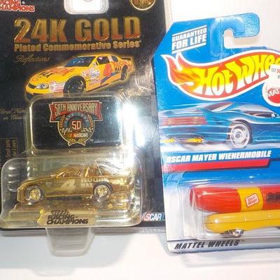 2 Real classics 50th annivery 24 k car and Hot wheels Oscar Mayer mobile.