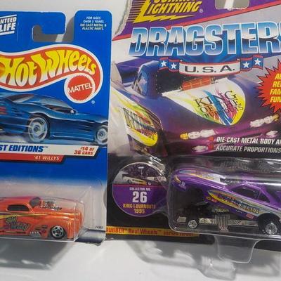 Hot wheels 41 Willys and 95 King of Burnouts.