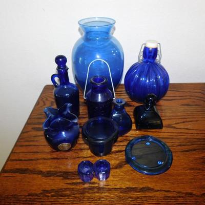 LOT 8 11 Piece Blue Glass Grouping