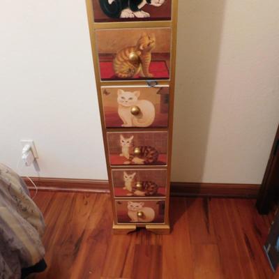 LOT 29 Seven Drawer Chest With Cats On drawer fronts 