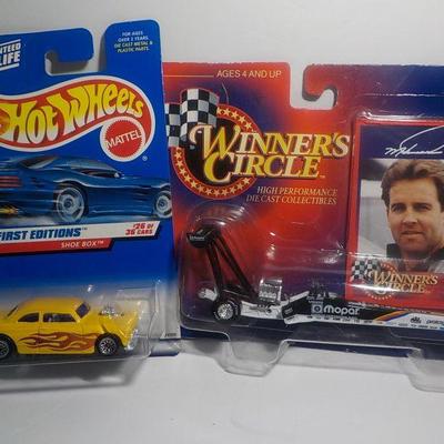 Hot wheel Shoe box and Mopar's Dragster with card.