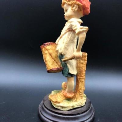 1982 Italian Capodimonte Style figurine - Boy with Drum - scowling 