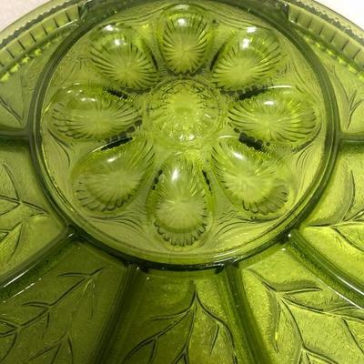 Indiana Glass Dish Tray Hors d’oeuvres Egg Olive 7803 in box