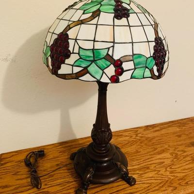 LOT 94 Table Lamp with Faux Stained Glass shade