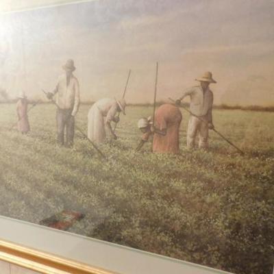 Old South Slave Hands in Cotton Fields Print Framed 31